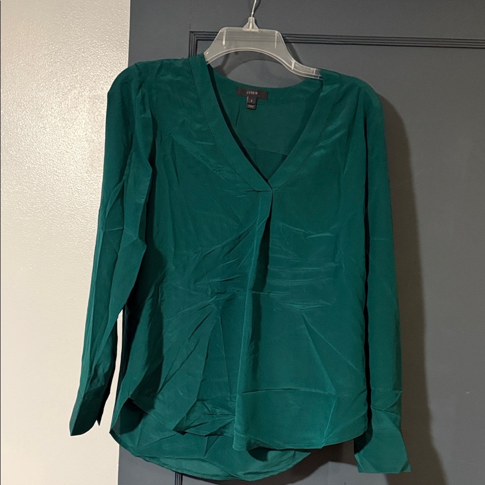 J. Crew Teal V-Neck Blouse